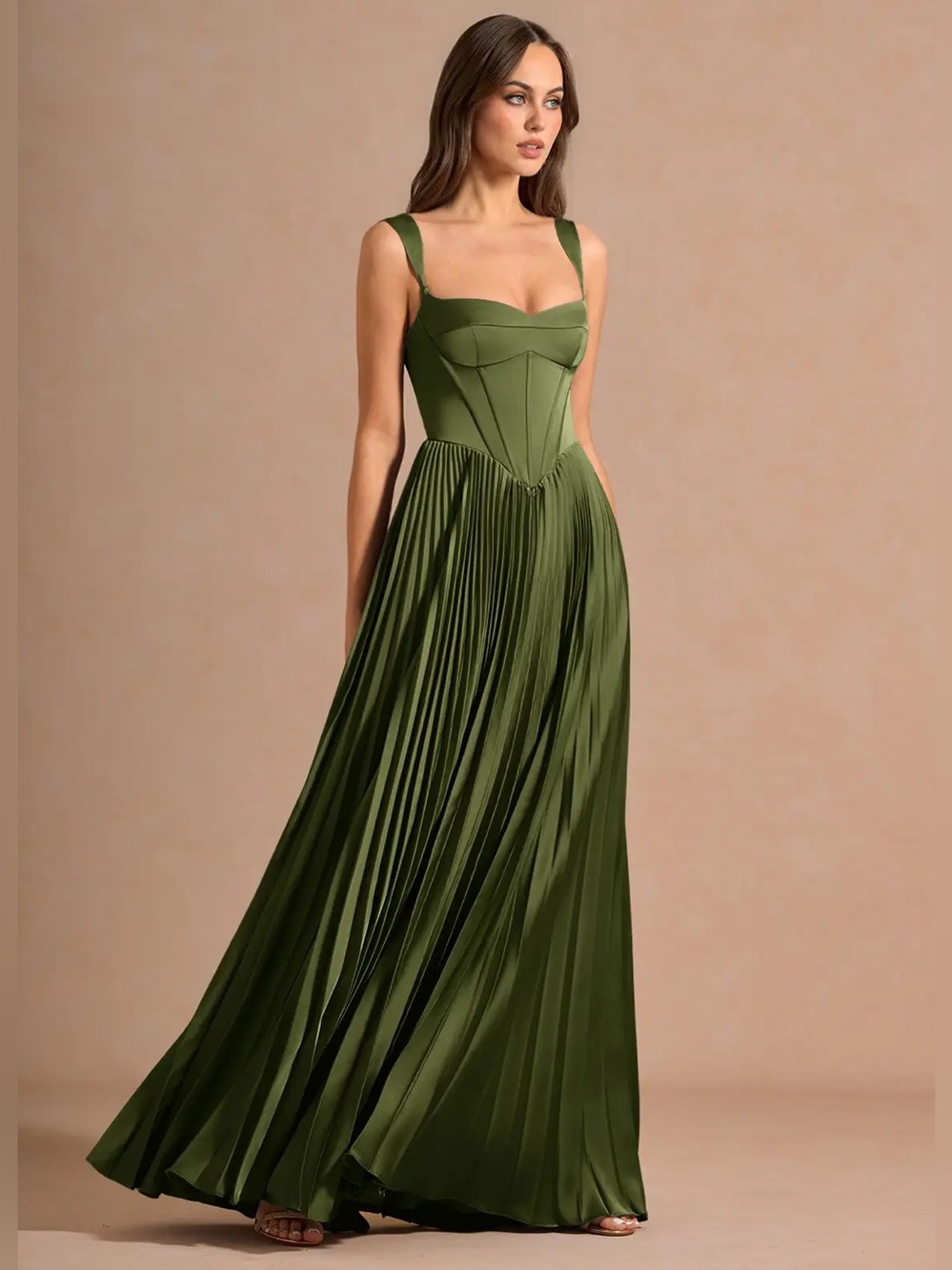 Azazie Atelier Avenelle Olive Maxi Dress - Picture 4 of 8